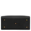 Underneath View Of The Black Leather Tote Handbag