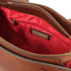 Internal Zip Pocket View Of The Brown Leather Tote Handbag