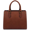 Rear View Of The Brown Leather Tote Handbag