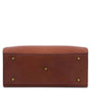 Underneath View Of The Brown Leather Tote Handbag
