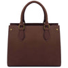 Rear View Of The Dark Brown Leather Tote Handbag