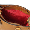 Internal Pocket View Of The Natural Leather Tote Handbag