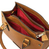 Overhead Interior View Of The Natural Leather Tote Handbag