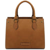 Front View Of The Natural Leather Tote Handbag
