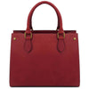 Rear View Of The Red Leather Tote Handbag