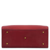Underneath View Of The Red Leather Tote Handbag