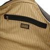 Internal Zip Pocket View Of The Black Leather Travel Duffle Bag Large