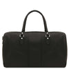 Rear View Of The Black Leather Travel Duffle Bag Large