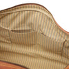 Internal Pocket View Of The Brown Leather Travel Duffle Bag Large