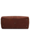 Underneath View Of The Brown Leather Travel Duffle Bag Large