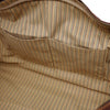 Internal Pocket View Of The Dark Brown Leather Travel Duffle Bag Large