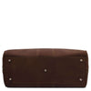 Underneath View Of The Dark Brown Leather Travel Duffle Bag Large