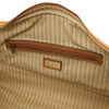 Internal Zip Pocket View Of The Natural Leather Travel Duffle Bag Large
