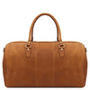 Rear View Of The Natural Leather Travel Duffle Bag Large