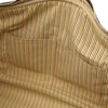 Internal Pocket View Of The Black Leather Travel Duffle Bag Small