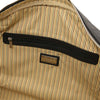 Internal Zip Pocket View Of The Black Leather Travel Duffle Bag Small