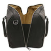 Full Zip Closure View Of The Black Leather Travel Duffle Bag Small