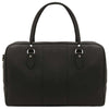 Rear View Of The Black Leather Travel Duffle Bag Small