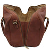 Full Zip Closure View Of The Brown Leather Travel Duffle Bag Small