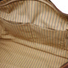 Internal Pocket View Of The Dark Brown Leather Travel Duffle Bag Small