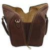 Full Zip Closure View Of The Dark Brown Leather Travel Duffle Bag Small