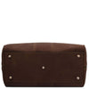 Underneath View Of The Dark Brown Leather Travel Duffle Bag Small