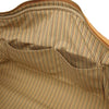 Internal Pocket View Of The Natural Leather Travel Duffle Bag Small