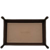 Leather Valet Tray in premium leather with decorative stitching, ideal for organizing personal items.
