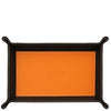 Leather Valet Tray in black and orange leather, perfect for organizing everyday essentials.