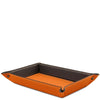 Leather Valet Tray in vibrant orange, perfect for organizing everyday essentials.