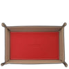 Leather Valet Tray in a stylish red and beige design, perfect for organizing daily essentials.