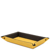 Leather Valet Tray in yellow and black, perfect for organizing keys and small items.