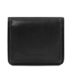 Front View Of The Black Leather Wallet With Coin Pocket