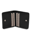 Credit Card Holder View Of The Black Leather Wallet With Coin Pocket