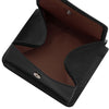 Fully Opened View Of The Black Leather Wallet With Coin Pocket