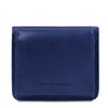 Front View Of The Blue Leather Wallet With Coin Pocket