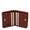 Credit Card Holder View Of The Brown Leather Wallet With Coin Pocket
