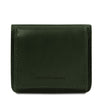 Front View Of The Forest Green Leather Wallet With Coin Pocket