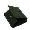 Partial Opening View Of The Forest Green Leather Wallet With Coin Pocket