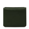 Rear View Of The Forest Green Leather Wallet With Coin Pocket