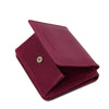 Partial Opening View Of The Fuchsia Leather Wallet With Coin Pocket