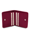 Credit Card Holder View Of The Fuchsia Leather Wallet With Coin Pocket