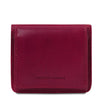Front View Of The Fuchsia Leather Wallet With Coin Pocket