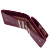 Currency Holder View Of The Fuchsia Leather Wallet With Coin Pocket