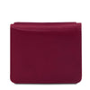 Rear View Of The Fuchsia Leather Wallet With Coin Pocket