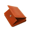 Partial Opening View Of The Orange Leather Wallet With Coin Pocket