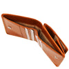 Currency Holder View Of The Orange Leather Wallet With Coin Pocket