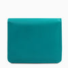 Rear View Of The Turquoise Leather Wallet With Coin Pocket