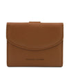 Front View Of The Cognac Leather Womens Wallet