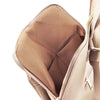 Internal Pocket View Of The Beige Leather Backpack Ladies